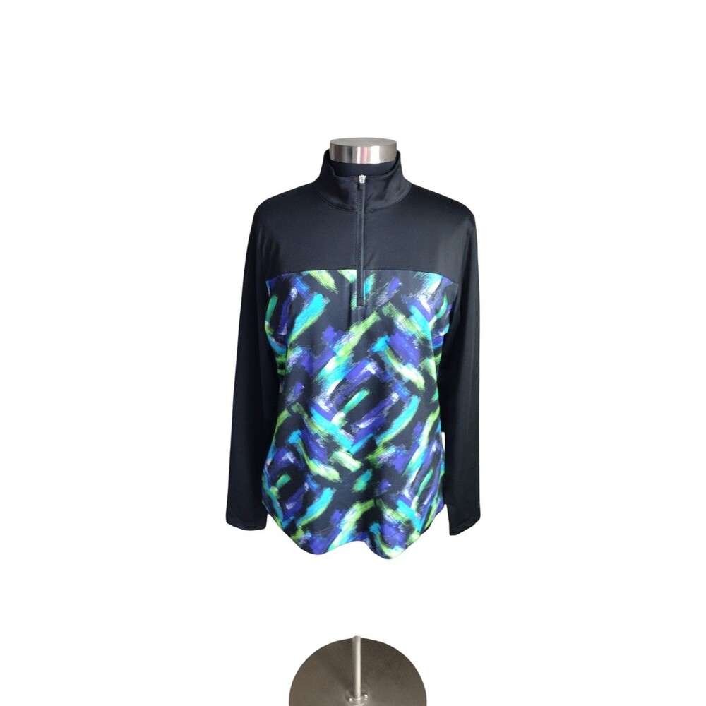 Slazenger Women's XL City Lights UV Quarter-Zip Golf Pullover Brushstroke Neon